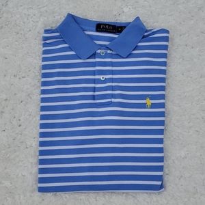 RL Blue white stripe short sleeve polo shirt M